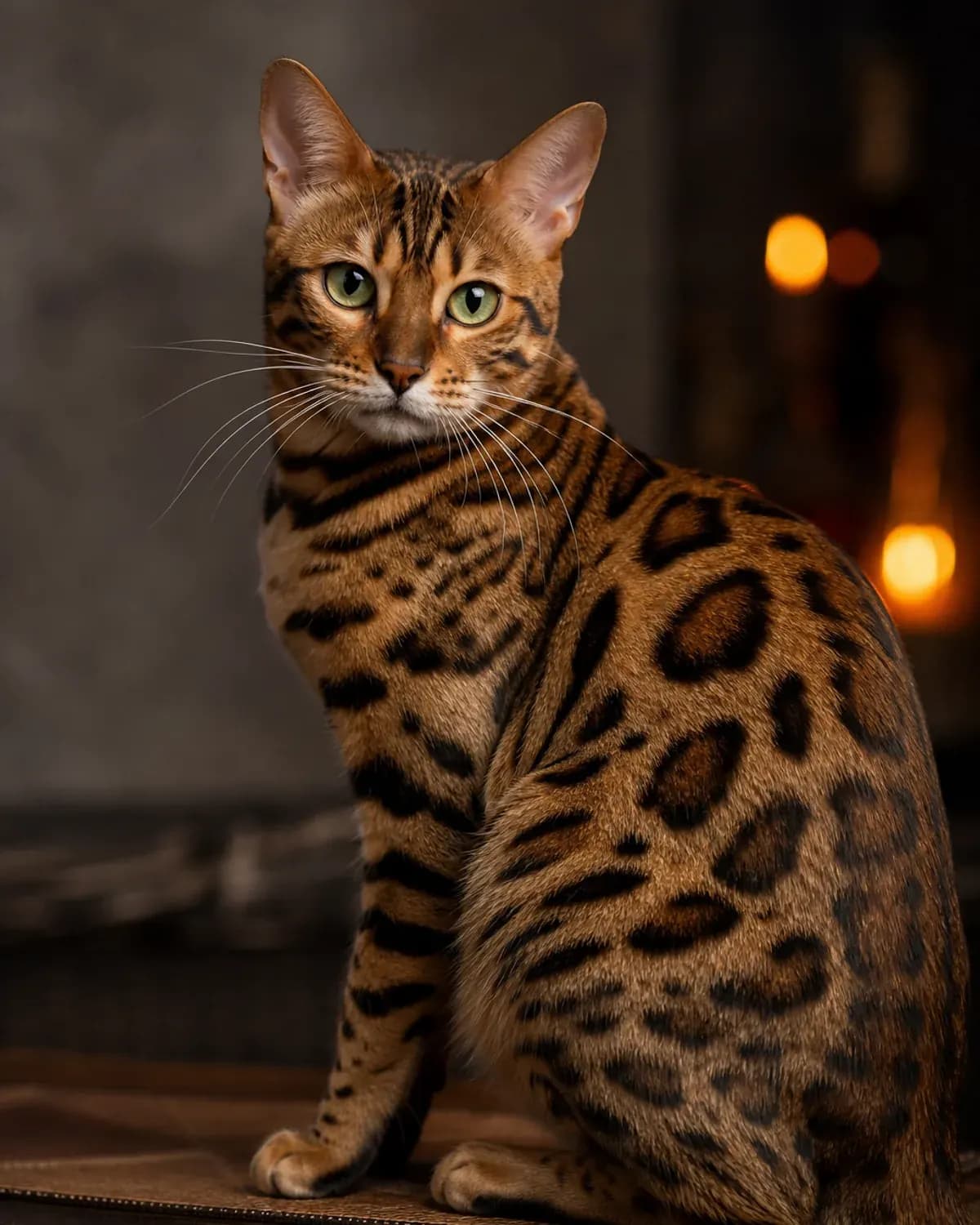 Bengal cat in a premium studio portrait