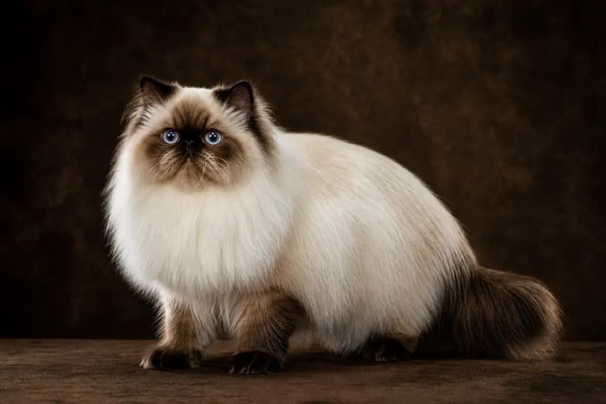 Himalayan cat in a premium studio portrait — adult breed form and silhouette