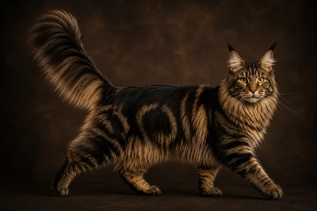 Maine Coon cat showing the breed's substantial frame and presence