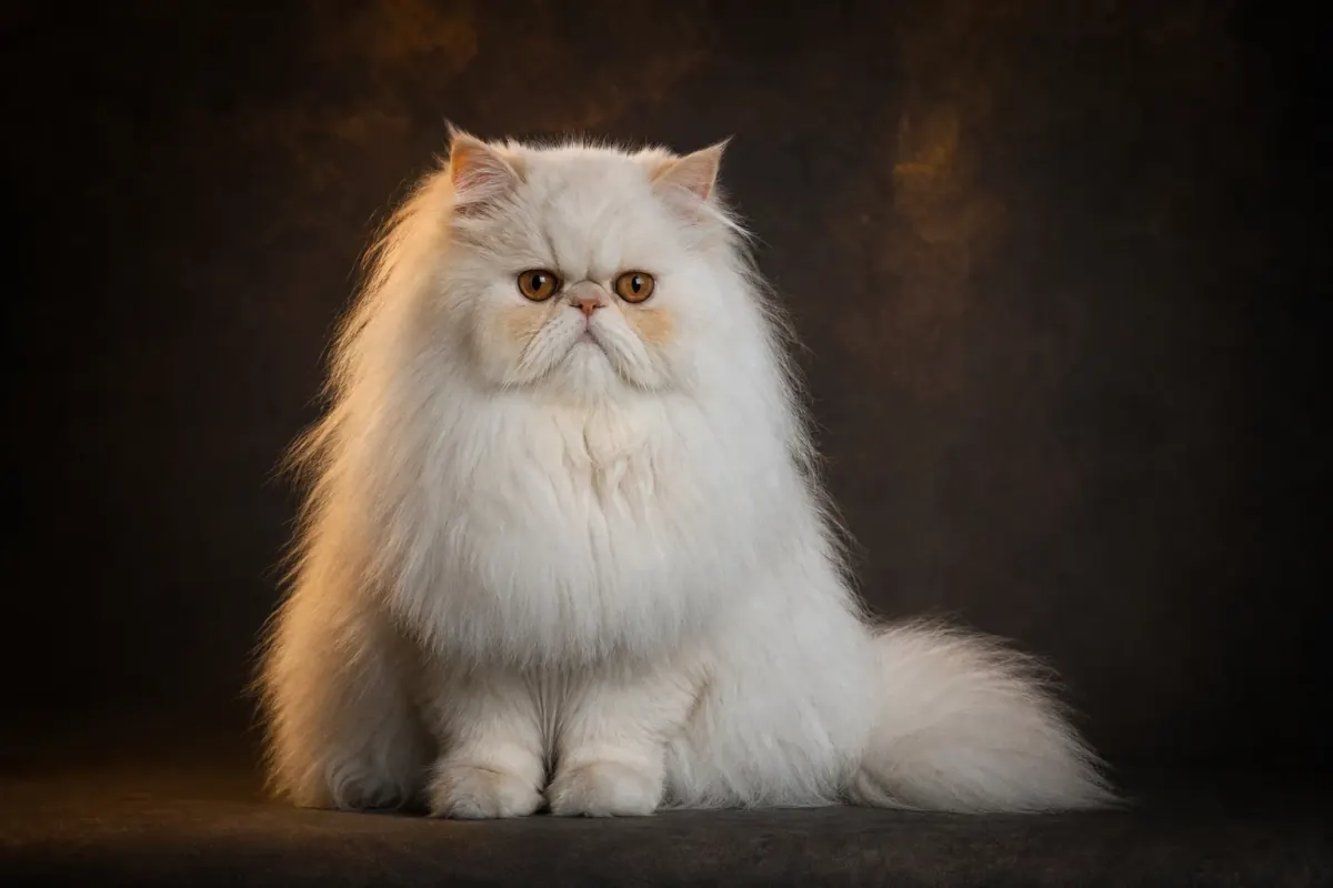 Persian cat in a seated portrait showing luxurious coat and poise